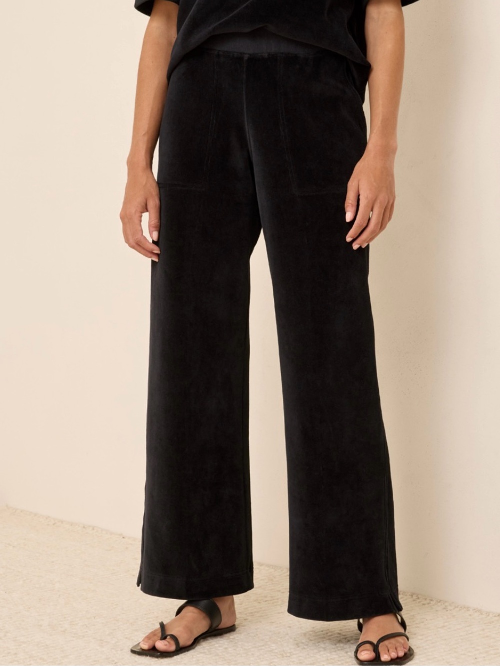 Pact Black Wide-Leg Pull-On Pants